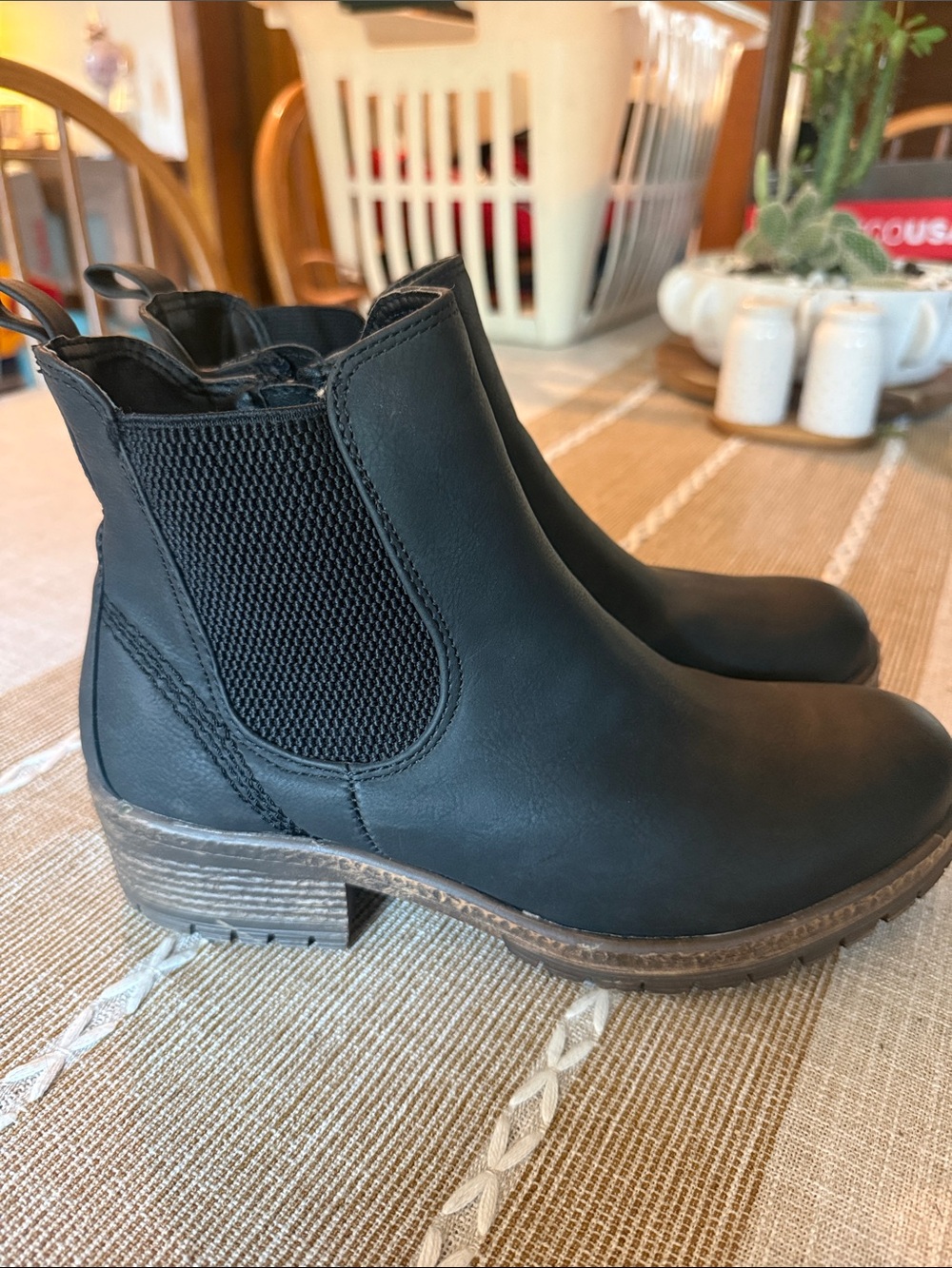 Maurices Black Chelsea Ankle Boots with Stacked Heel